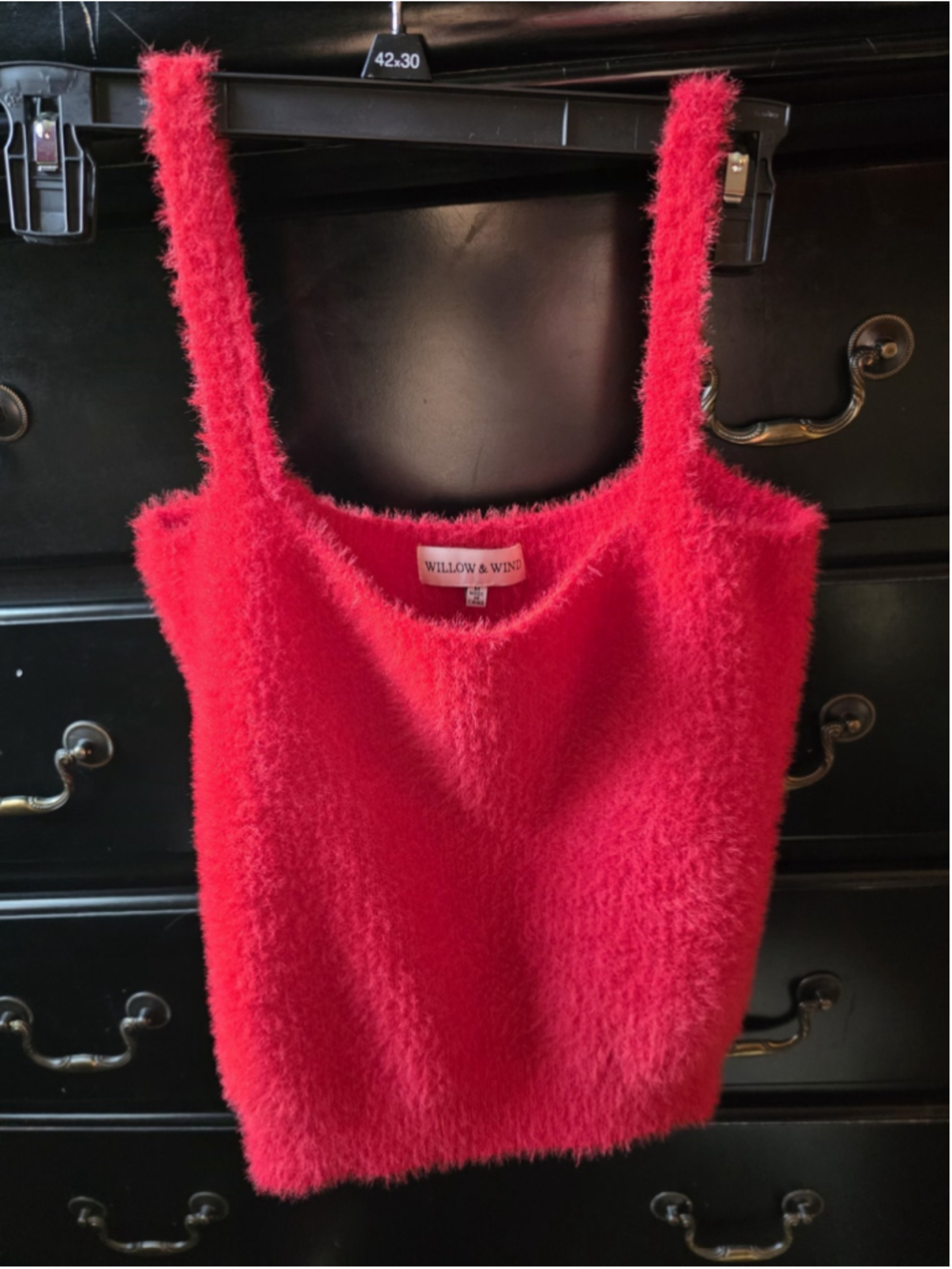 Willow & Wind Fuzzy Sleeveless Sweater Boho Eclectic Size Medium Red